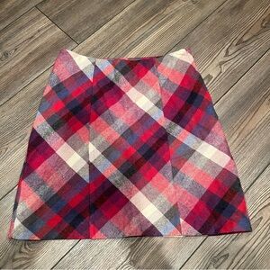 H&M Plaid Wool Mini Skirt - Festive Red & Pink Tartan, Holiday Wardrobe,…